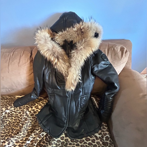 Rudsak leather jacket. Real fur trim - Picture 1 of 4